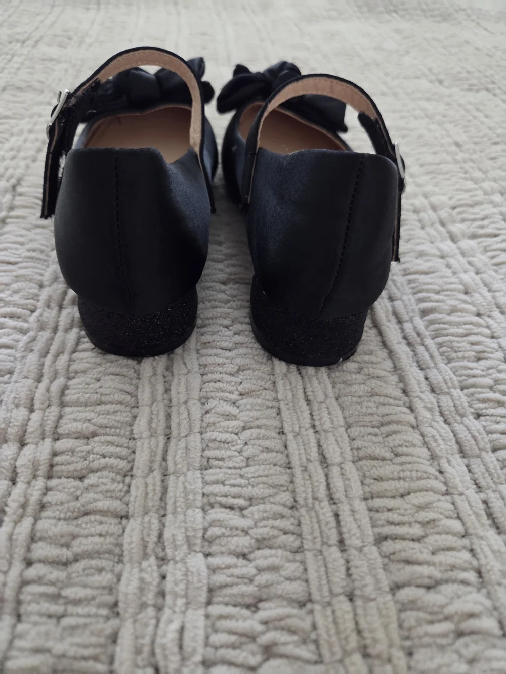 Girls Black Mary Jane Flats with Bow -